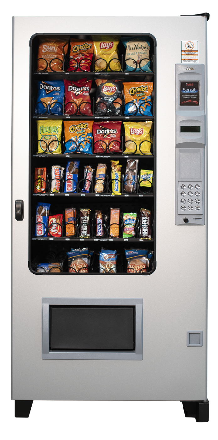 Traditional snack vending machine with card reader